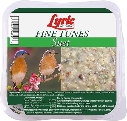 Lyric Fine Tunes No Waste Wild Bird Seed Suet Cakes for Wild Birds, 12 oz. (12 Pack)