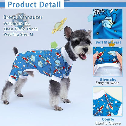 XPUDAC Dog Pajamas Clothes for Small Dogs Boy Girl, Doggie Pjs Puppy Onesies Outfits Pet Clothes Christmas Pajamas, 4 Styles (Universe, Large)