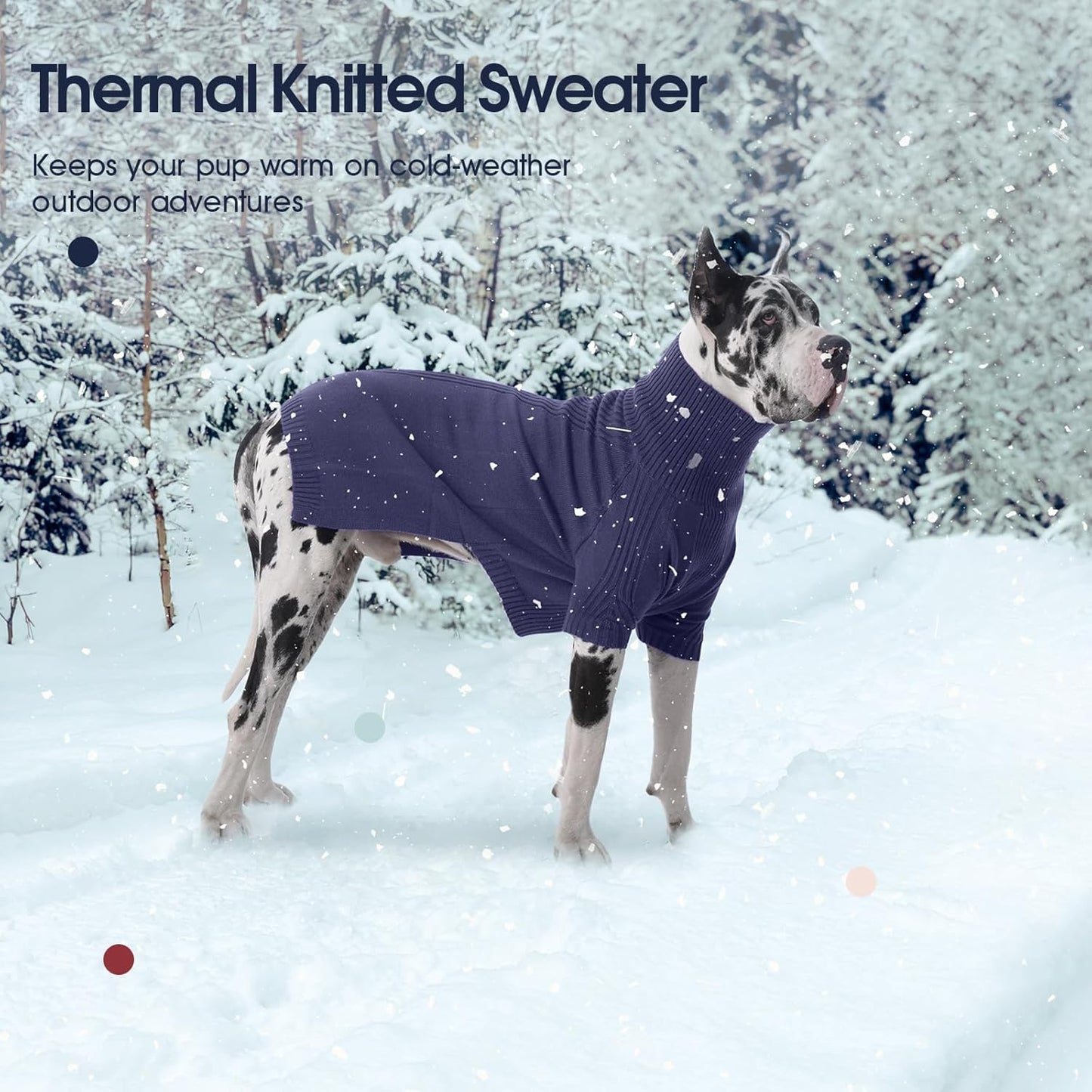 IECOii XXL Dog Sweater,Thermal Knit Big Dog Sweater with Sleeve,Pet Turtleneck Doggy Sweatshirt for Extra Large Dogs Boy Girl,Stretchy Large Dogs Cold Weather Outfit Pitbull Clothes,(Blue,XXL)