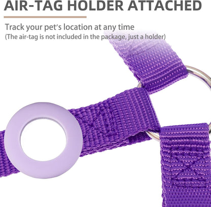PUPTECK No Pull Dog Harness Soft Adjustable Basic Nylon Step in Puppy Vest Outdoor Walking with ID Tag and A-ir Tag Case, Purple, XS