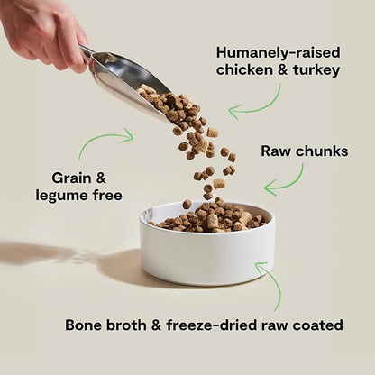 Open Farm, RawMix Grain-Free Dry Dog Food, Protein-Packed Kibble Coated in Bone Broth with Freeze Dried Raw Chunks, Chicken & Turkey, Open Prairie Recipe, 20lb Bag