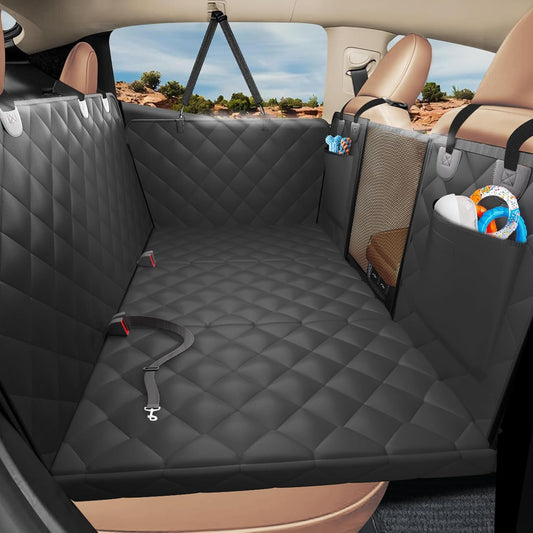 Back Seat Extender for Dogs-Upgraded Egg Crate Foam, Soft Dog Car Seat Cover Holds 420lbs, Sturdy Backseat Extender for Dogs, Waterproof Pet Car Bed Dog Hammock for Car, SUV, Truck