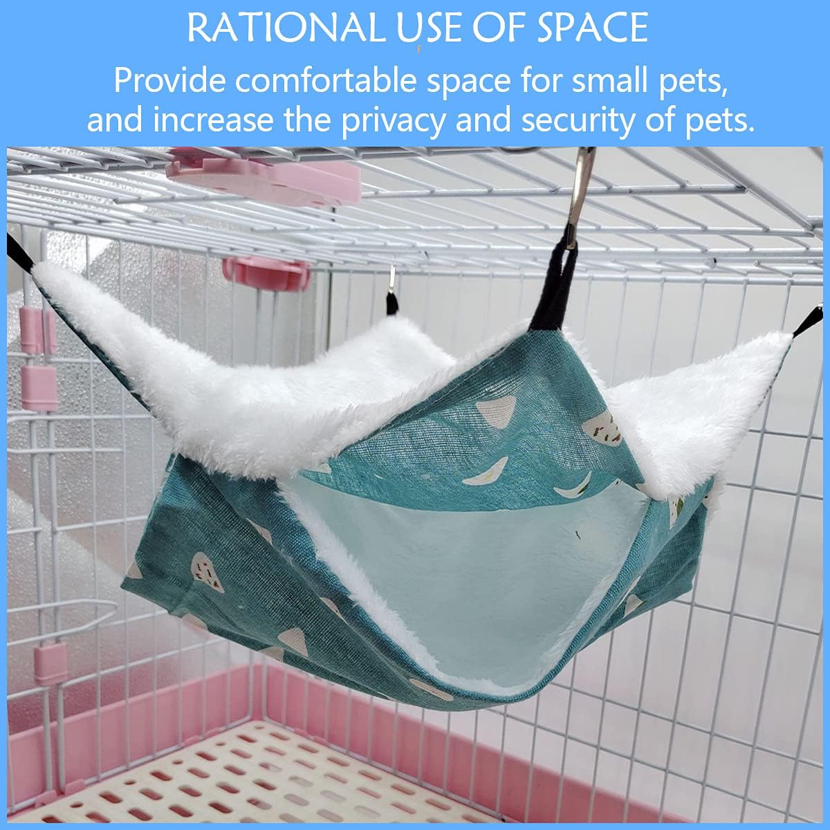 LEFTSTARER Pet Small Animal Hanging Hammock Ferret Bunkbed Hammock Cage Toy for Hamster Rat Sugar Glider Parrot Guinea Pig Hideout Play Sleep (Sweet Candy)