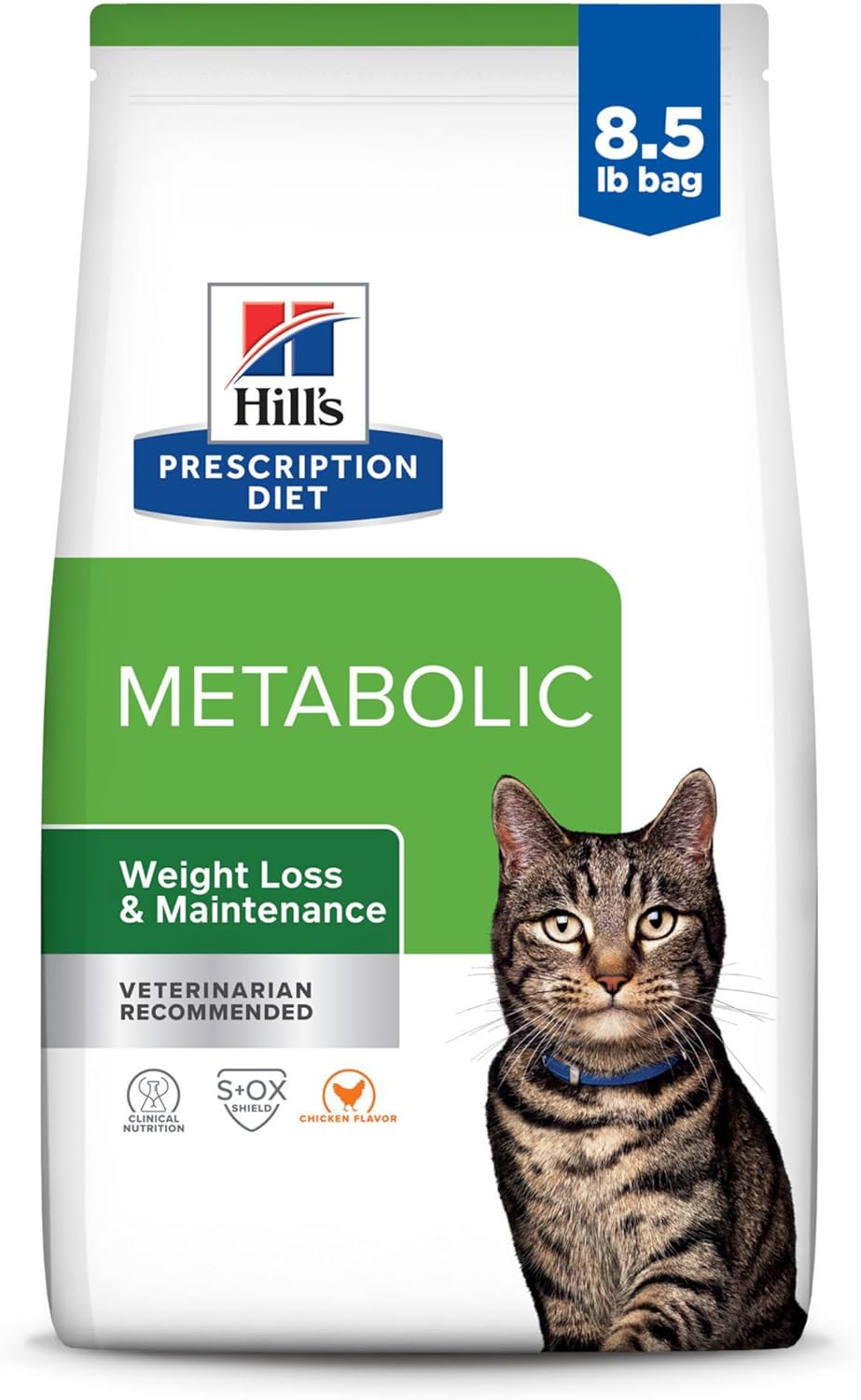 Hill's Prescription Diet Metabolic Weight Management Chicken Flavor Dry Cat Food, Veterinary Diet, 8.5 lb. Bag