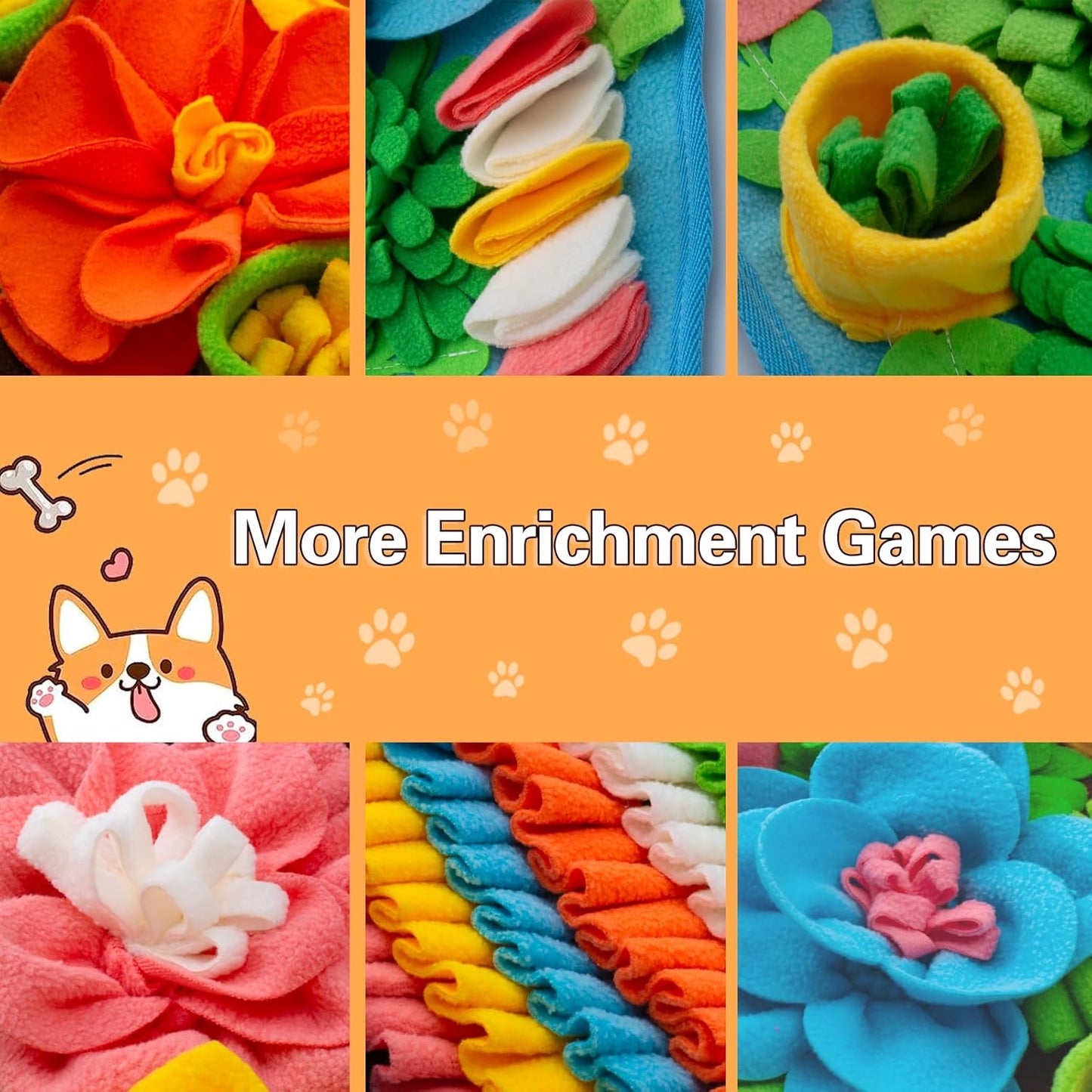 Snuffle Mat for Dogs, Sniff Mat Slow Feeding Mat for Small Pets Cats, Rabbits - Help Stress Relief and Training - Stimulate Your Pet's Foraging Skills! (Blue)