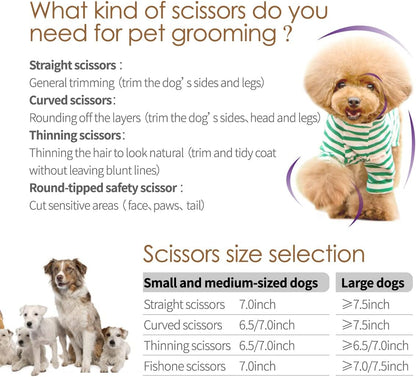 Dog Thinning Shears for Grooming 6.75" Chunker Shears Quickly Thinning Thick Hair Professional Dog Grooming Scissors for Small Dogs Right Handed Groomer Japan 440C 18 Teeth(Chunker, Gold)