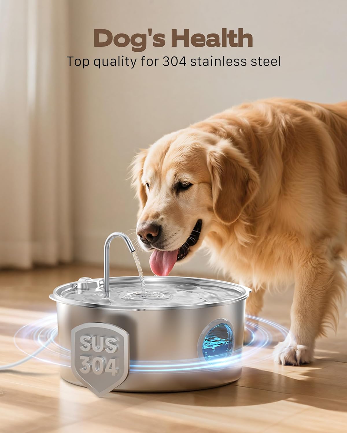 Pet Water Fountain for Large Dogs: Metal Dog Water Fountain - Silent Big Cat Fountains for Drinking - 3.2G/406oz/12L Water Fountain Dog Bowl Inside - GROOKPET Fountains with 6 Filters + 3 Sponges