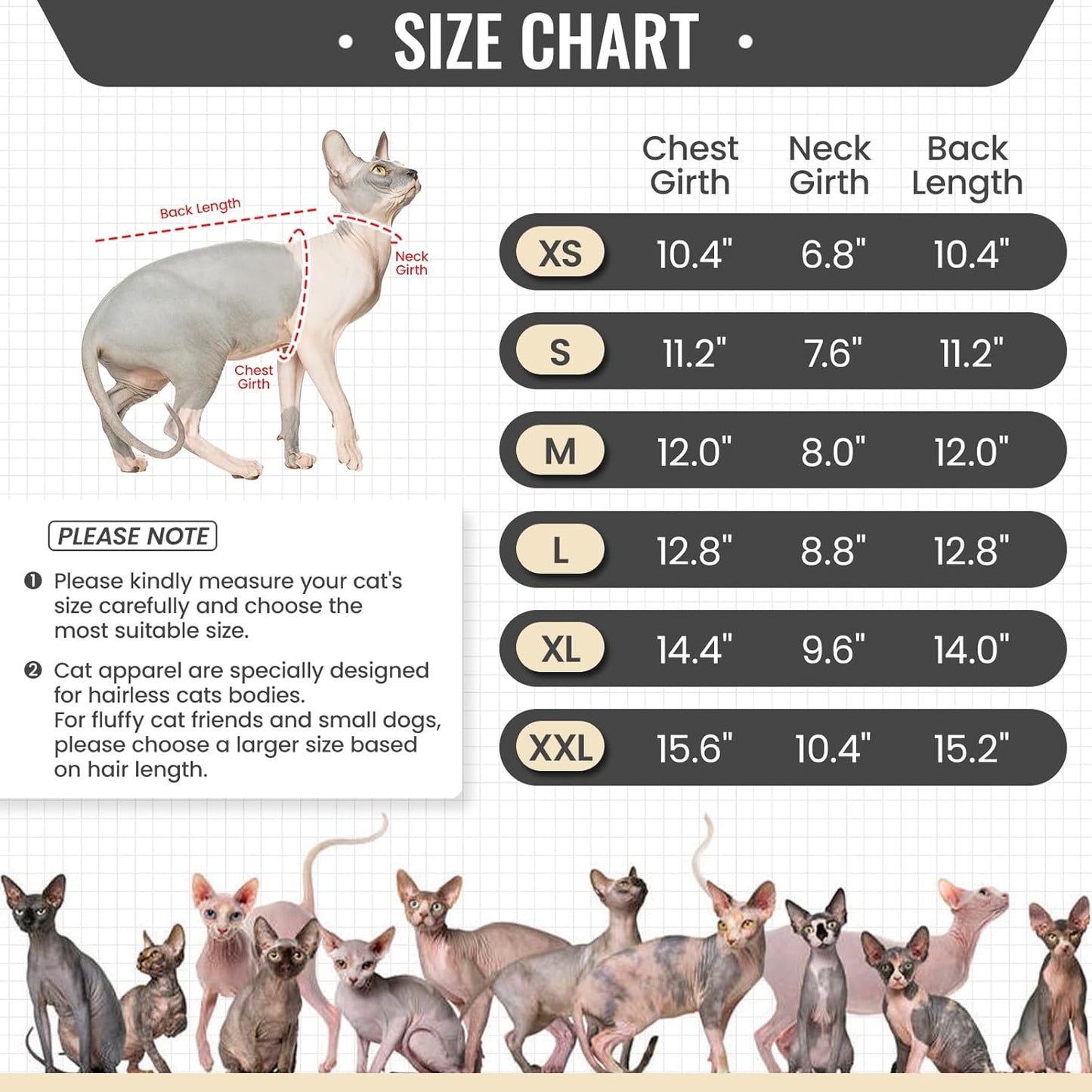 DENTRUN Sphynx Hairless Cats Shirt Pullover Kitten T-Shirts, Breathable Cat Wear Turtleneck Sweater Adorable Cat's Clothes Vest Pajamas Jumpsuit