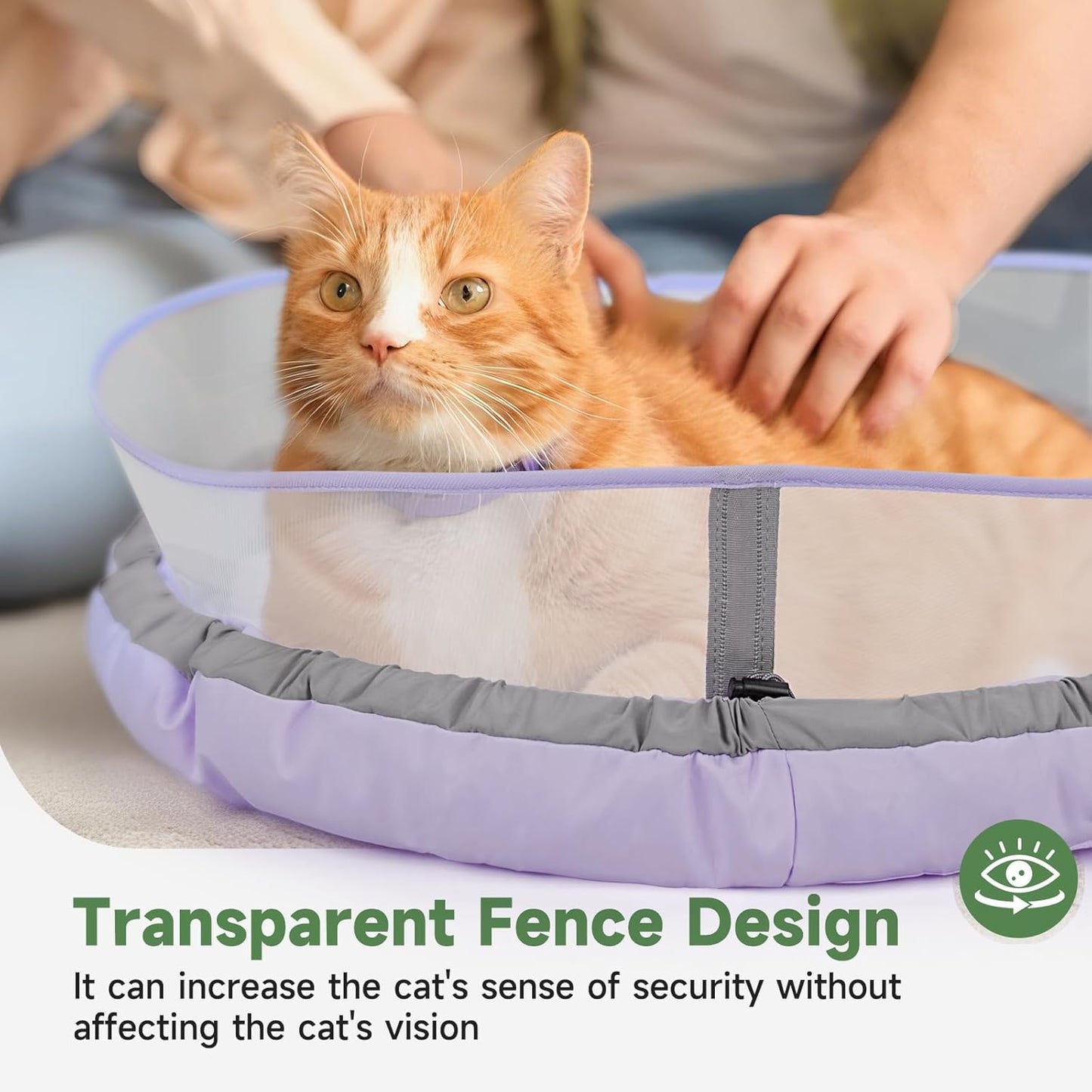 Cat Beds for Indoor Cats, Round Dog Bed for Small Dogs, Puppy, Kitten -Soft Plush Washable Cat Bed Calming with Protective Shield (Purple，18 Inches)