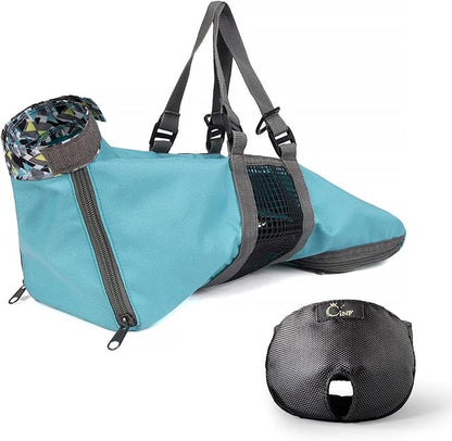 Cinf Cat Nail Clipping Cleaning Grooming Restraint Bag （Free Muzzle） No Scratching Biting for Bathing Nail Trimming Injecting Examining (Blue,M)