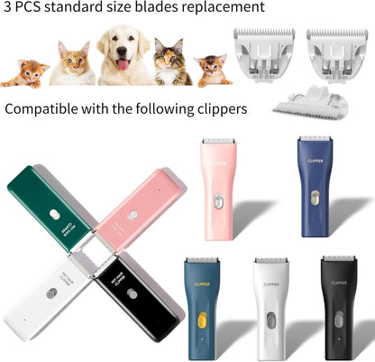 3 PCS Standard Size Replaceable Ceramic Blades Set Pet Hair Clipper,Cat Dog Common Use Clipper Blade(#AP005)