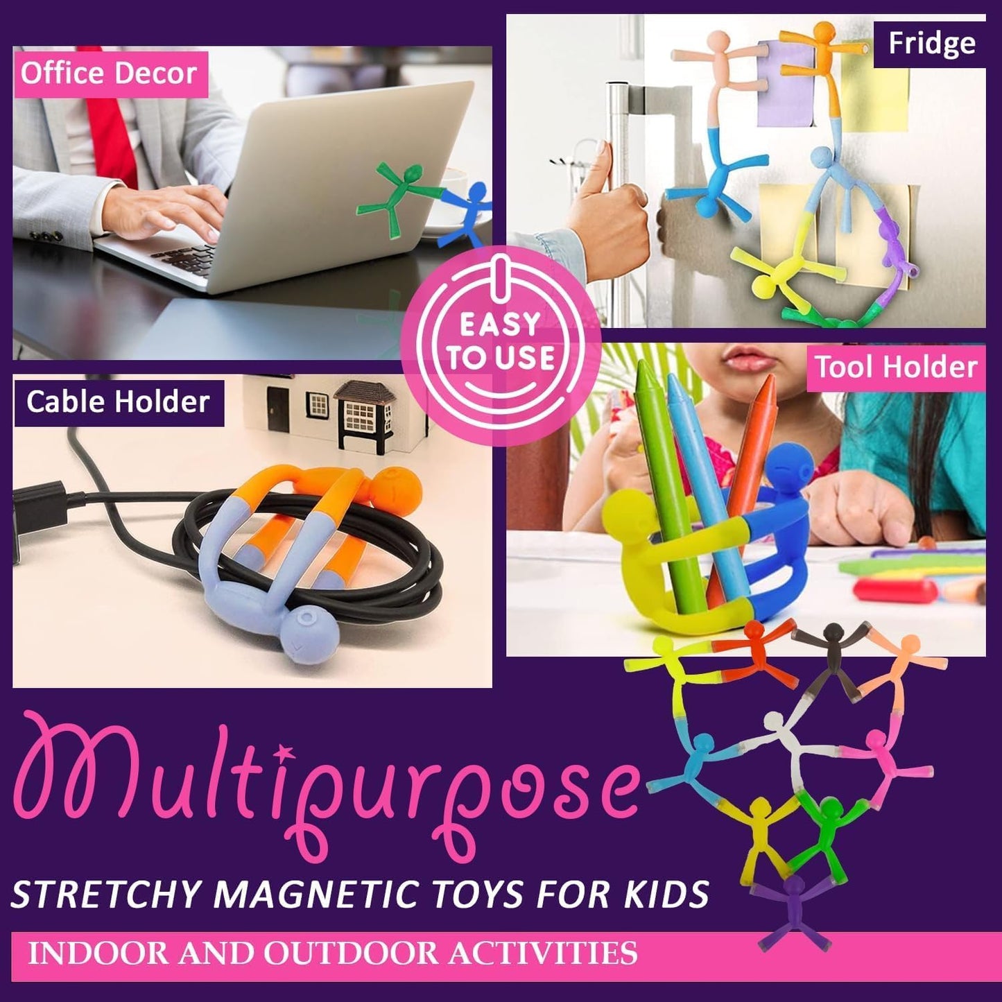 MAGMEN Enhanced Grip Magnetic Fidget Toys 10 Pack Travel Entertainment for Kids Ages 3 and Up STEM Sensory Toys for Airplane Car Trips & Quiet Play. Solid Colors