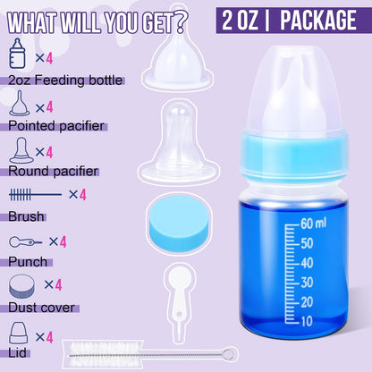 Puppy Kitten Nursing Bottle 2oz- Small Animal Feeding Kit with Nipples | Hand Feeding Supplies for Puppies, Kittens, Rabbits, Ferrets & Newborn Pets