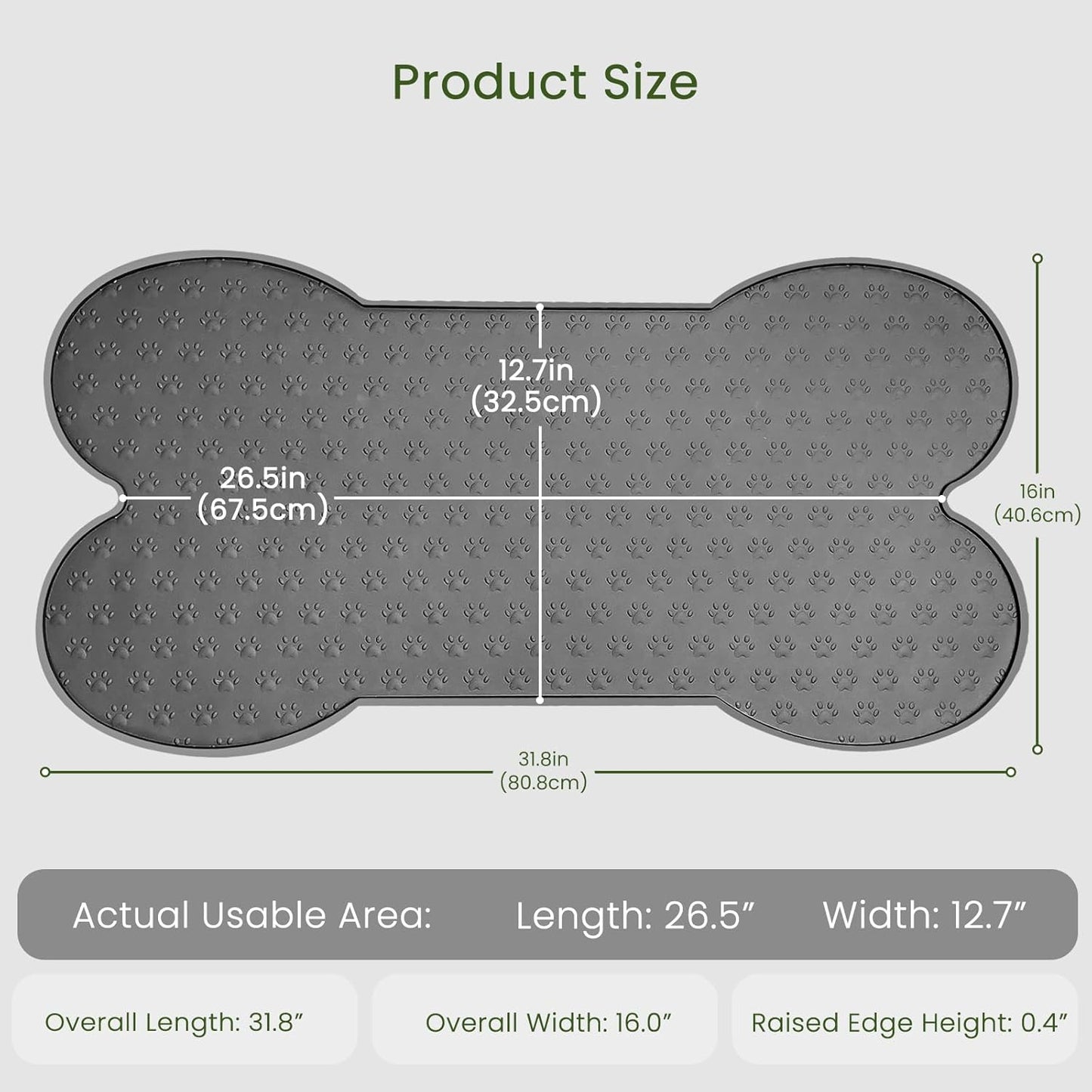 Dog Food Mat Anti-Slip Silicone Dog Bowl Mat Thicker Pet Placemat Waterproof Cat Feeder Pad with Raised Edge Puppy Kitten Feeding Mats Suitable Small Medium-Sized Dogs Cats Eating Tray