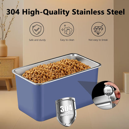 Sanbo Dog Food Storage Container Stainless Steel with Scoop, Airtight Pet Metal Food Storage Bin,Cat Food Canister,Storage Box with Date Tracker for Kitchen (Blue, 10L)