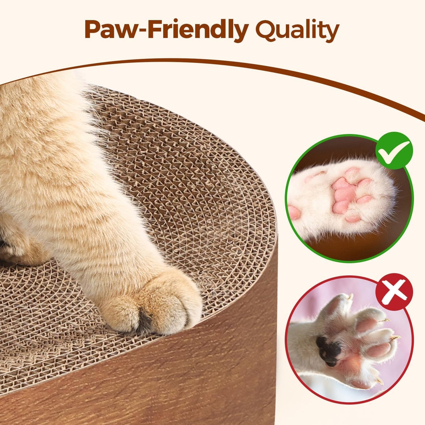 ComSaf Cat Scratcher Bed, Durable Cat Scratching Board, Oval Cat Scratch Pad, Corrugated Cardboard Cat Scratcher Bed for Indoor Cats to Lounge, Protecting Furniture, Bowl Shape