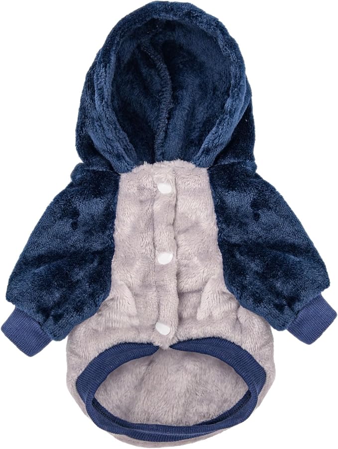 FabriCastle Small Dog Hooded Sweater, Dog Clothes XXS XS Small Medium for Dogs Boy & Cats, Soft and Warm Pet Coat, Winter Pet Jacket Apparel Costumes, Puppy Outfits Snap On Hoodies (Grey Body, Large)