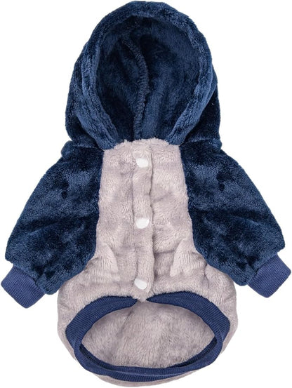 FabriCastle Dog Hooded Sweater, Dog Clothes for XXS XS Small Dogs Boy & Cats, Soft and Warm Pet Coat, Winter Pet Jacket, Doggy Apparel Costumes, Puppy Outfits Snap On Hoodies (Grey Body, Small)