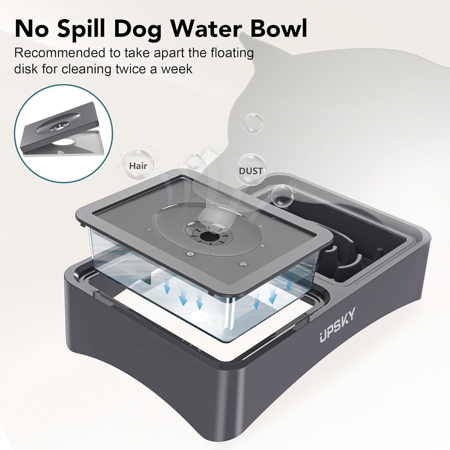 UPSKY 2-in-1 Elevated Dog Bowls Slow Feeder, 4 Height Adjustable Raised Bowl Stand, No Spill Dog Water Bowls, Anti-Slip Food and Water Bowls for Small Medium Dogs(Not Include Stainless Steel Bowl)