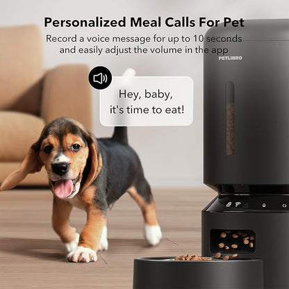 PETLIBRO Automatic Cat Feeder, 5G WiFi Automatic Dog Food Dispenser with Freshness Preservation, 5L Timed Pet Feeder with Low Food Sensor, Up to 10 Meals Per Day, Granary Black