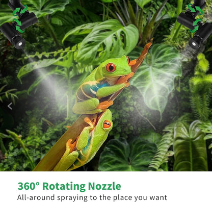Reptile fogger Smart Spray System, Reptile Humidifiers Automatic with Timer, Reptile Mister with 360°Adjustable Misting Nozzles for Terrariums Amphibian Lizard Snake Frog Plants