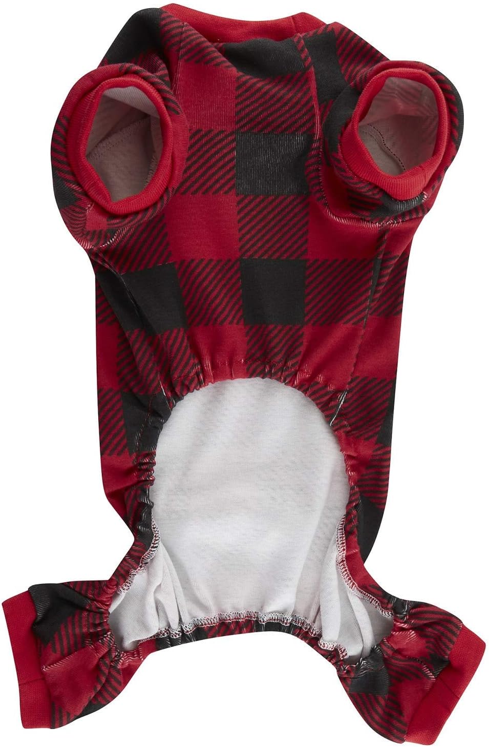 Red Plaid Christmas Clothes for Medium Large Dogs, Buffalo Red Black Plaid Dog Pajamas Onesie PJS, Back Length 20" Large