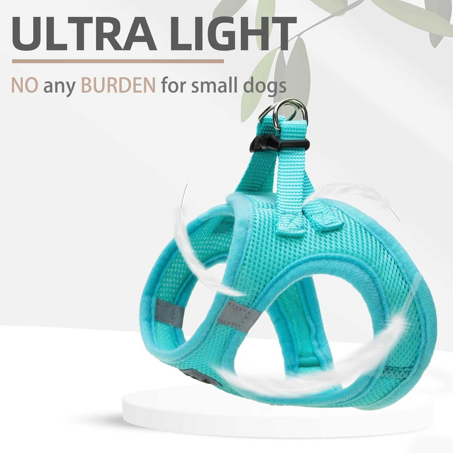 PUPTECK Adjustable Dog Harness Collar and Leash Set Step in No Pull Pet Harness for Small Medium Dogs Puppy and Cats Outdoor Walking Running, Soft Mesh Padded Reflective Vest Harnesses, Turquoise L