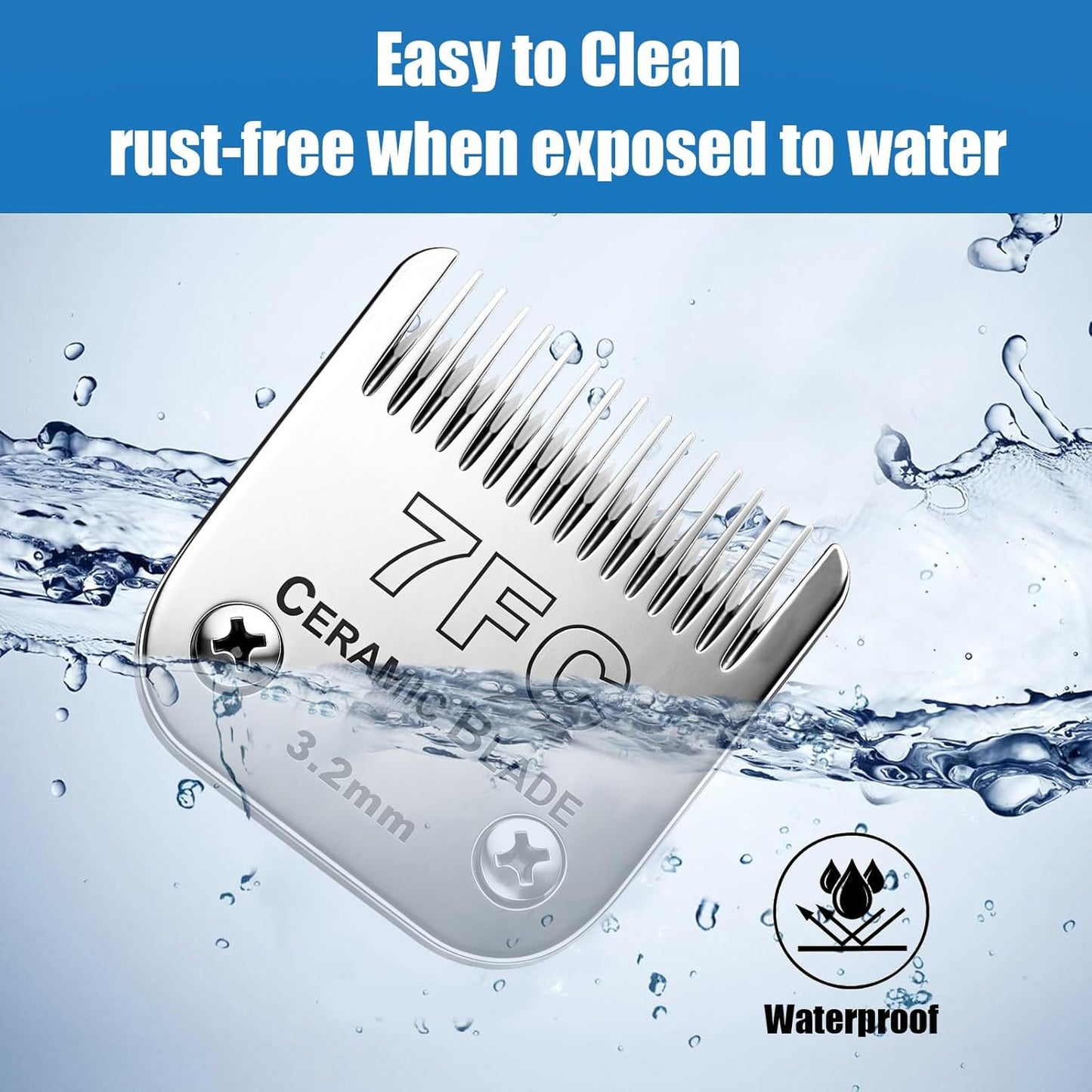 Dog Grooming Replacement Blades Compatible with Andis Dog Clipper, Dog Clipper Blades Compatible with Oster A5,Wahl KM-10 Series Dog Clipper,7FC Blades (3.2mm)