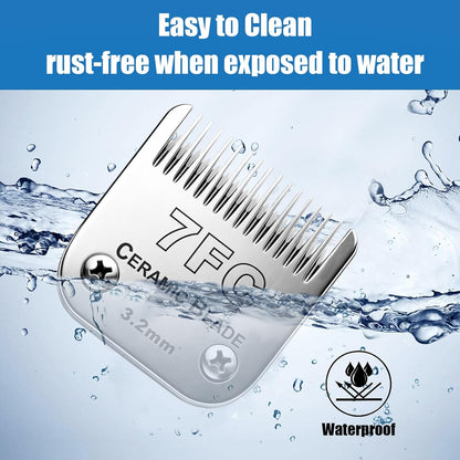 Dog Grooming Replacement Blades Compatible with Andis Dog Clipper, Dog Clipper Blades Compatible with Oster A5,Wahl KM-10 Series Dog Clipper,7FC Blades (3.2mm)