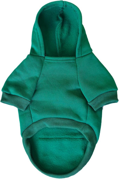 Jecikelon Winter Dog Hoodie Sweatshirts with Pockets Warm Dog Clothes for Small Dogs Chihuahua Coat Clothing Puppy Cat Custume (Green, X-Small)
