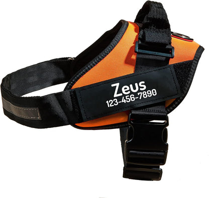 PawPawify Custom No Pull Dog Harness with Name and Phone Number, Heavy Duty Personalized Pet Vest to Prevent Tugging, Pulling, or Choking, Training and Walking (Orange, S (Chest 16-21in))