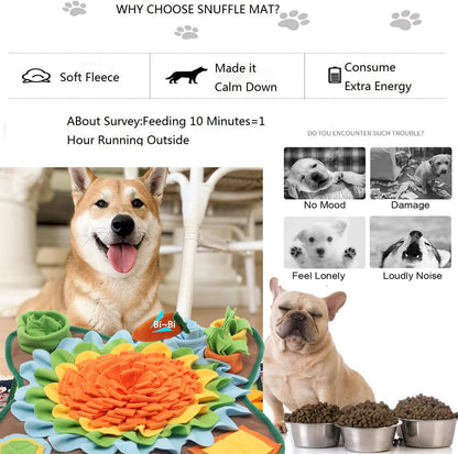 Dogs Snuffle Mat Pet Feeding Mats Puppy Sniffing Pad,Cat Doggies Interactive Puzzle Toys for Multiple Breeds Encourages Natural Foraging Skills,Training and Stress Release (Orange)