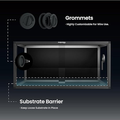 50 Gallon Bearded Dragon Tank, Reptile Enclosure for Easy Maintenance, Front Opening Reptile Tank with Top Screen Ventilation & Glass Sliding Door 36''x18''x18''