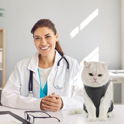 Avont Cat Recovery Suit - Kitten Onesie for Cats After Surgery, Cone of Shame Alternative Surgical Spay Suit for Female Cat, Post-Surgery or Skin Diseases Protection -Darkgrey(L)