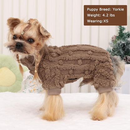 Dog Sweater for Small Dogs, XXS Dog Sweaters Turtleneck Doggie Pajamas Jumpsuits, Small Doggy Clothes Girl Boy, Cold Weather Puppy Onesie Outfits Yorkie Chihuahua Apparel,Khaki,M
