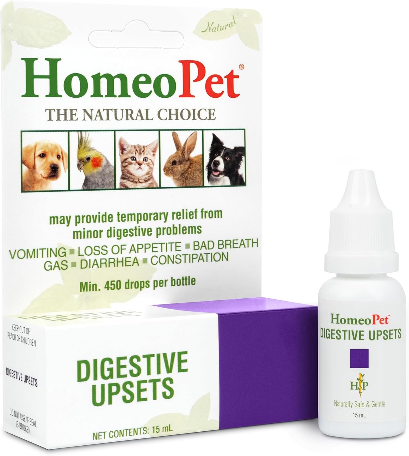 HomeoPet Digestive Upsets, Safe, Gentle, and Natural Cat and Dog Digestive Support, 15 Milliliters