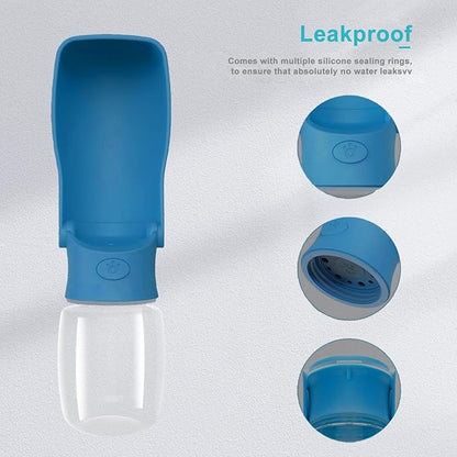 Portable Dog Water Bottle for Walking 19 OZ or 12 OZ Portable Pet Water Bottles for Puppy Small Medium Large Dogs Water Dispenser Pet Water Bowl Dog Accessories (19OZ Blue) (12OZ Dark Blue)