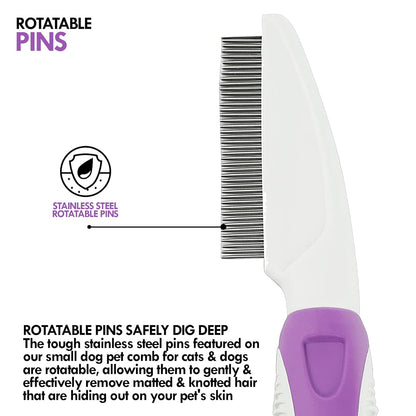 Pet Comb for your Dogs,Cats,Poodles Hair- Rotatable Pins, Easy to Use, Slip Proof- Best Comb for Dog Grooming