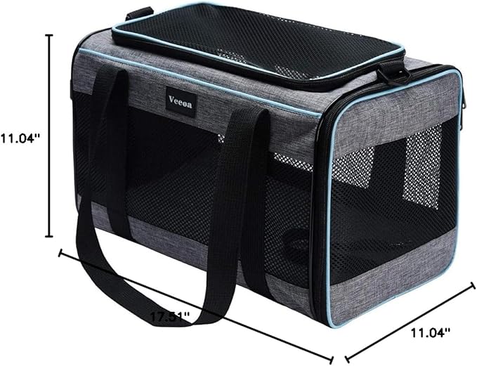 Vceoa 17.5x11x11 Inches Cat, Dog Carrier for Pets Up to 16 Lbs, Soft-Sided Cat Bag Animal Carriers Travel Puppy Carry As a Toy of Fabric Pet Home