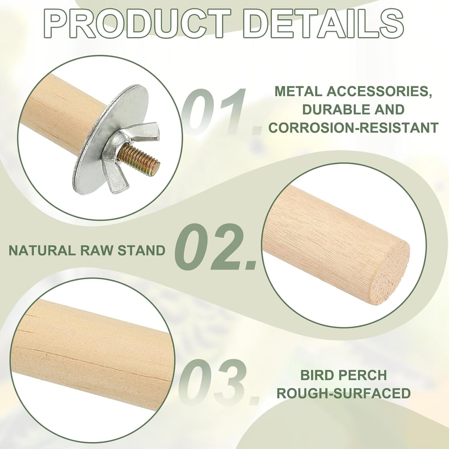 Parrot Perch, Wooden Parrot Perch Stand Toy, Paw Grinding Stick, Bird Cage Accessories, 5 Sizes (5 Colors, 5 Pcs) Birds Toys Intended for Cage/Parakeets/Conure/Budgie