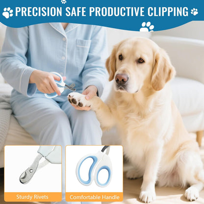 8 in-1 Dog Grooming Kit - Supplies for Short and Long Hair Dogs & Cats, Dog Brushes for Grooming, Dematting Comb for Pet, Bath Brush, Flea Comb, Pet Donditioner, Set in Blue