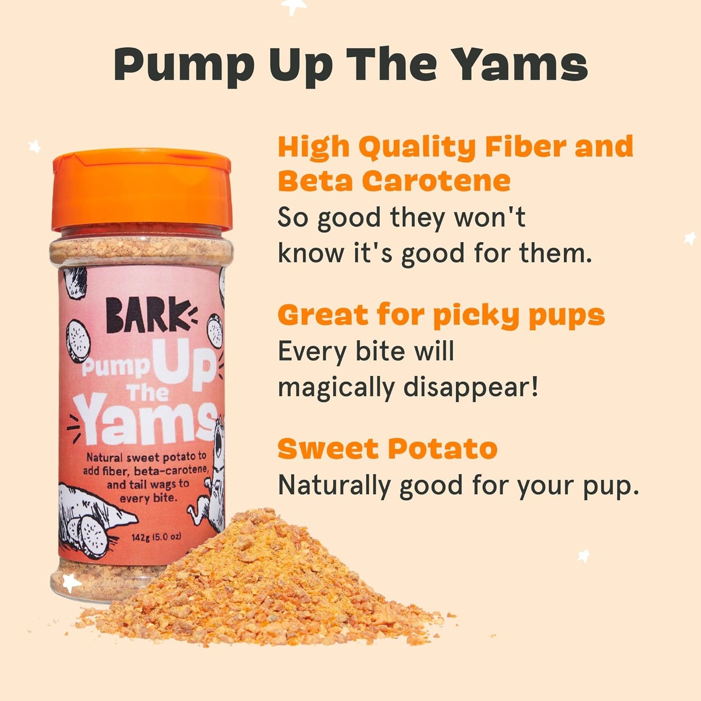 Barkbox - Pump Up The Yams - Dry Dog Food Topper with Superfood Sweet Potato, Single Ingredient - Meal Flavor Enhancer for Large & Small Breeds - 5oz