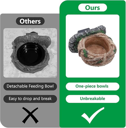 Magnetic Reptile Feeding Ledge, Gecko Feeder Ledge with One Piece Cup, Hollow Vine Food Dish, Reptile Water Bowl for Bearded Dragon Lizard Snake