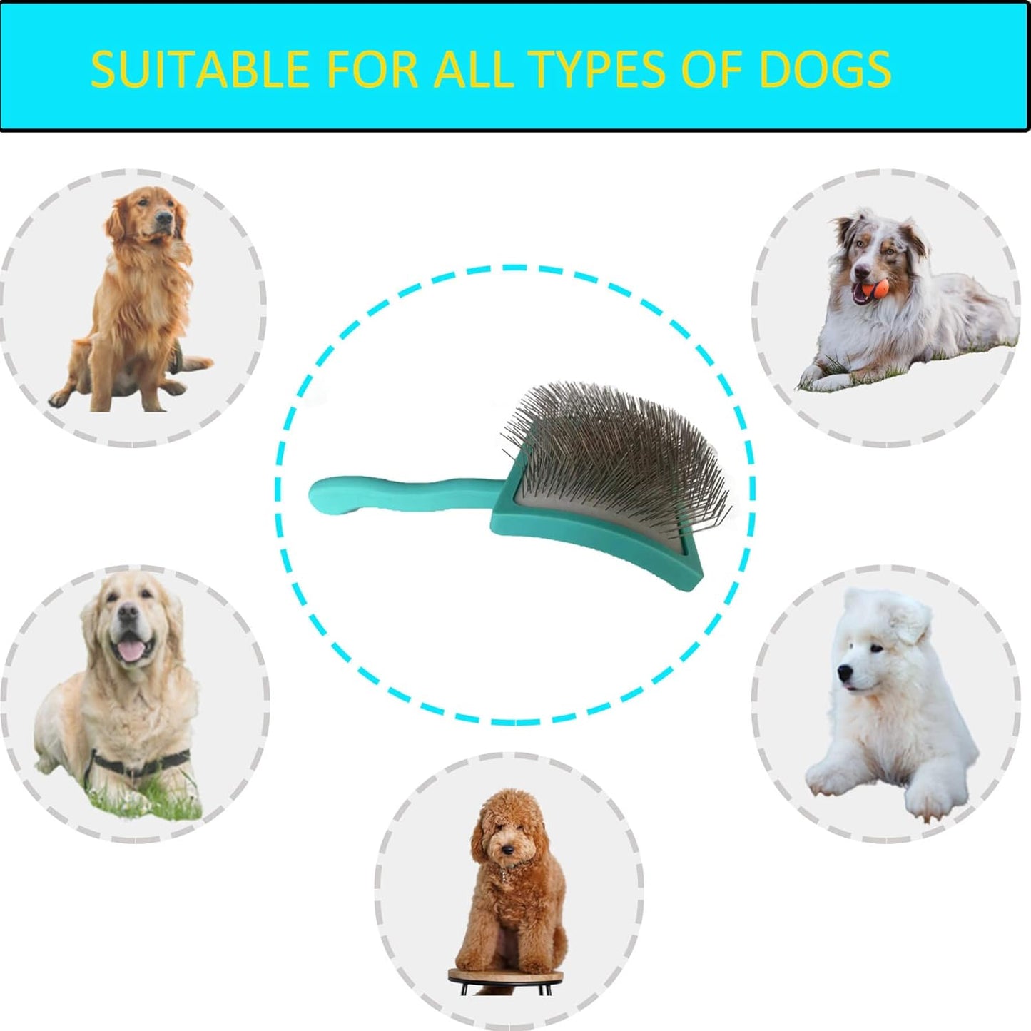 Extra Long Pin Slicker Brush for Dog-Slicker Brush for Dogs Goldendoodles,Large Firm Deshedding Pet Undercoat Grooming Tool