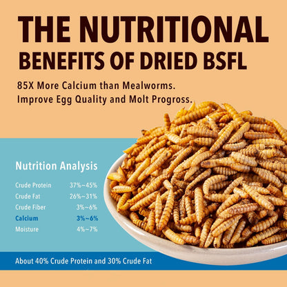 11LB Dried Black Soldier Fly Larvae,Chicken Feed More Calcium Than Mealworms for Chickens,Laying Hens,Blue Birds