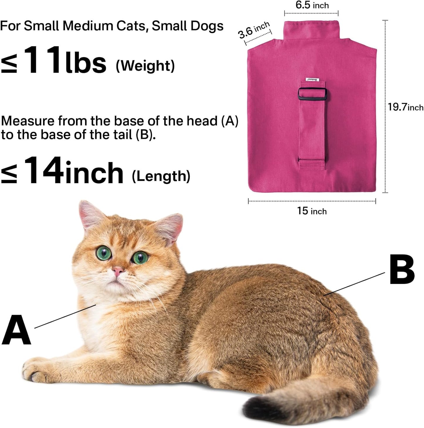[Cozy Travel] Cat Carrier Pouch, Soft Cat Carrier for Small Cats, Carrying Sack, Restraint Bag for Nail Trimming, Vet Visits, Giving Meds, Dental Care, Car Travel - Magenta Pink
