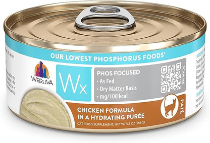 Weruva Wx Phos Focused Chicken Formula in a Hydrating Puree 5.5oz Can, Pack of 8