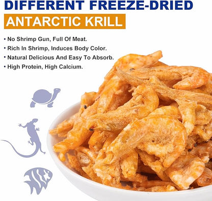 Freeze-Dried Krill Jumbo Shrimp - High Protein Natural Reptile Food for Turtles, Bearded Dragons, Tropical Fish & Amphibians(4oz)