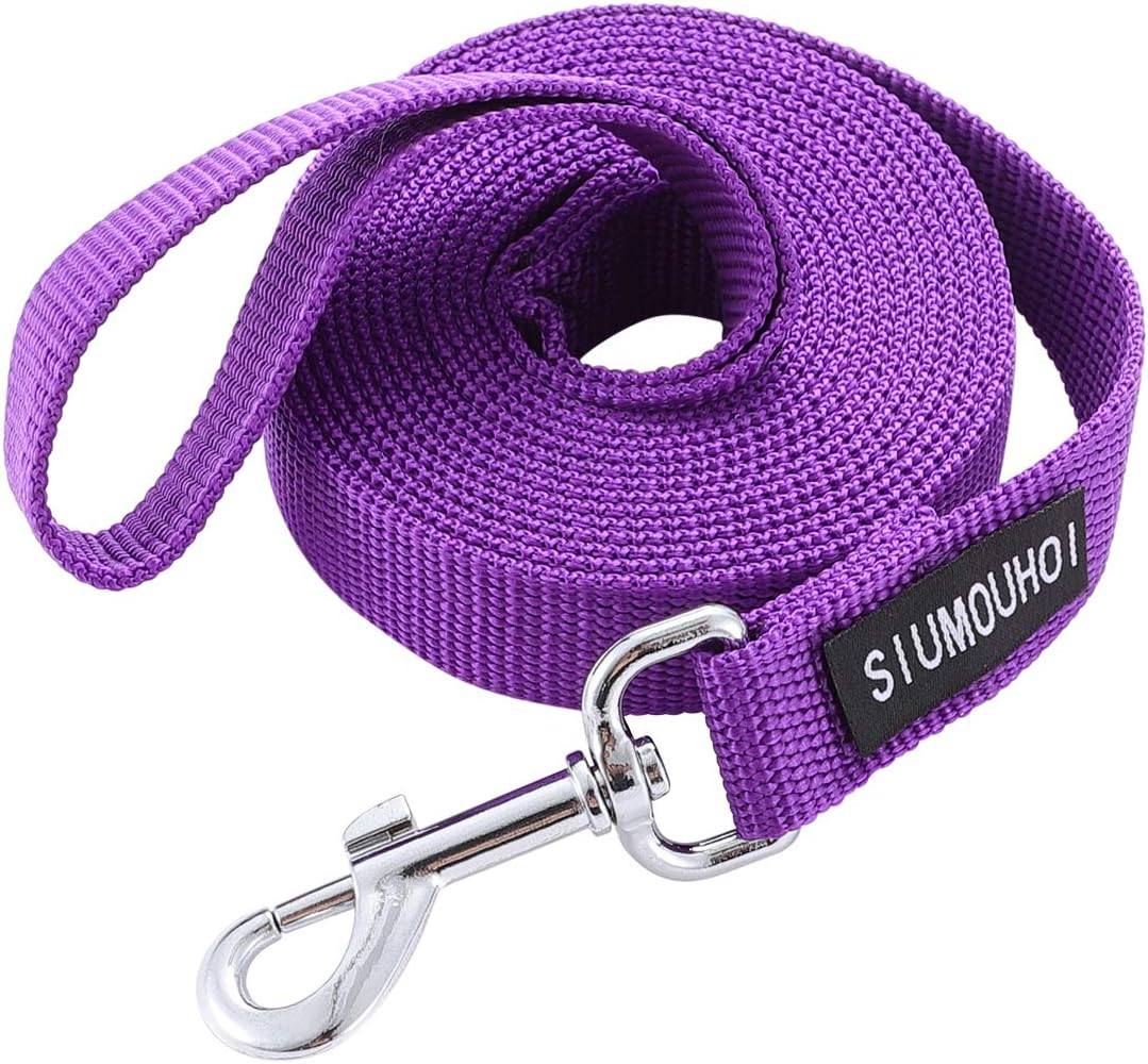 Strong Durable Nylon Dog Training Leash, 1 Inch Wide Traction Rope, 6 ft Long, for Small and Medium Dog (Purple, 6 Feet)