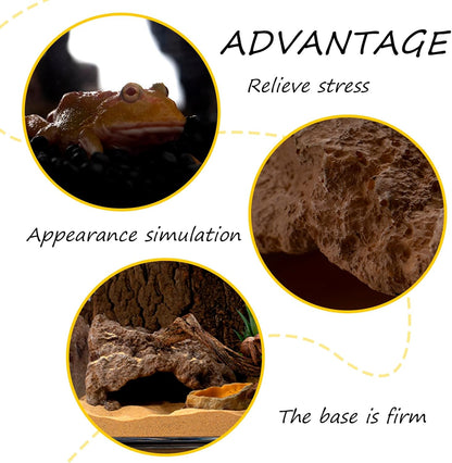 Anxingo Reptile Rock Reptile Cave Hideout for Snakes/Geckos/Lizards/Turtles and Other Amphibians, with Dinosaur Skull (Small)